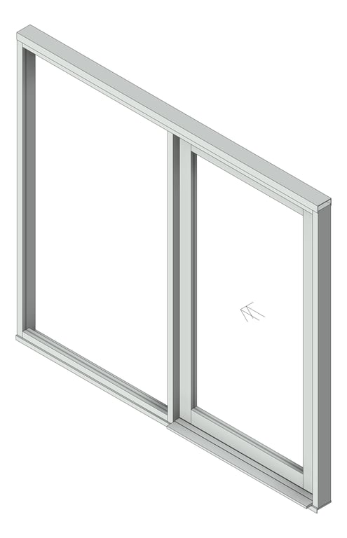 3D Shaded Image of Door Sliding Capral AGS 225 1P TopHung SideLight