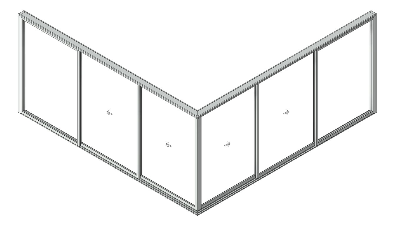 3D Shaded Image of Door Sliding Capral AGS 900 CornerExt 6P