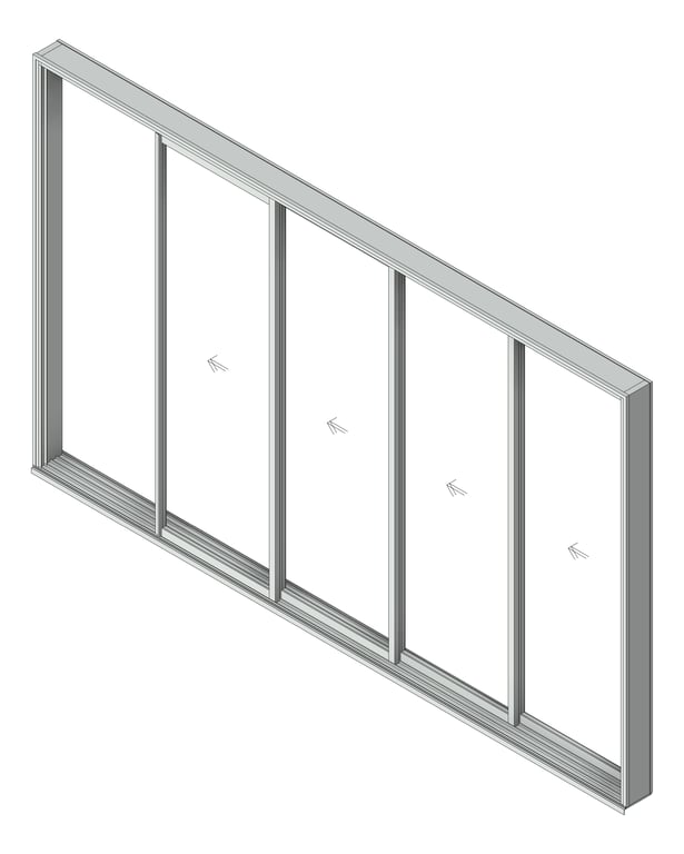 3D Shaded Image of Door Sliding Capral AGS 900 Recessed 4P