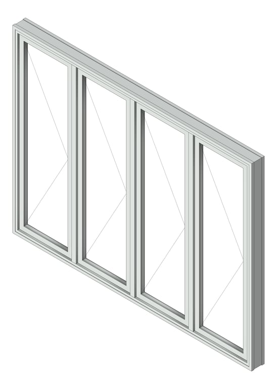 3D Shaded Image of Window Casement Capral AGS 35 H Multiple
