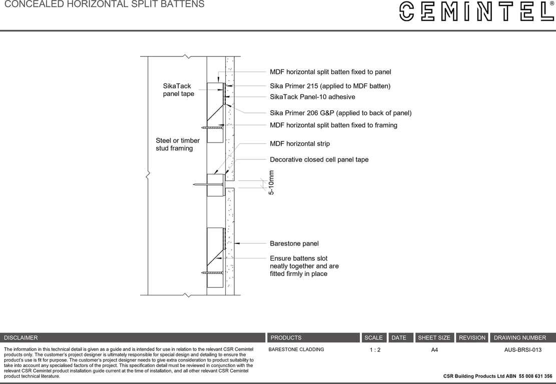 Navigate to AUS-BRSI-013 - CONCEALED HORIZONTAL SPLIT BATTENS