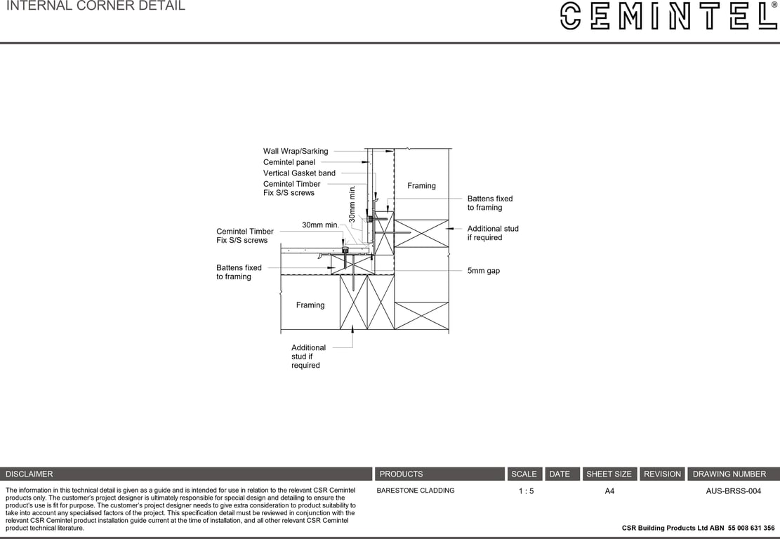 Navigate to AUS-BRSS-004 - INTERNAL CORNER DETAIL