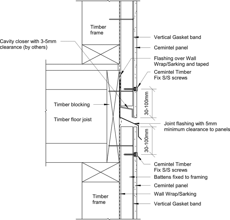 Navigate to Barestone Surround Timber Battens - Inter-Storey Junction Detail