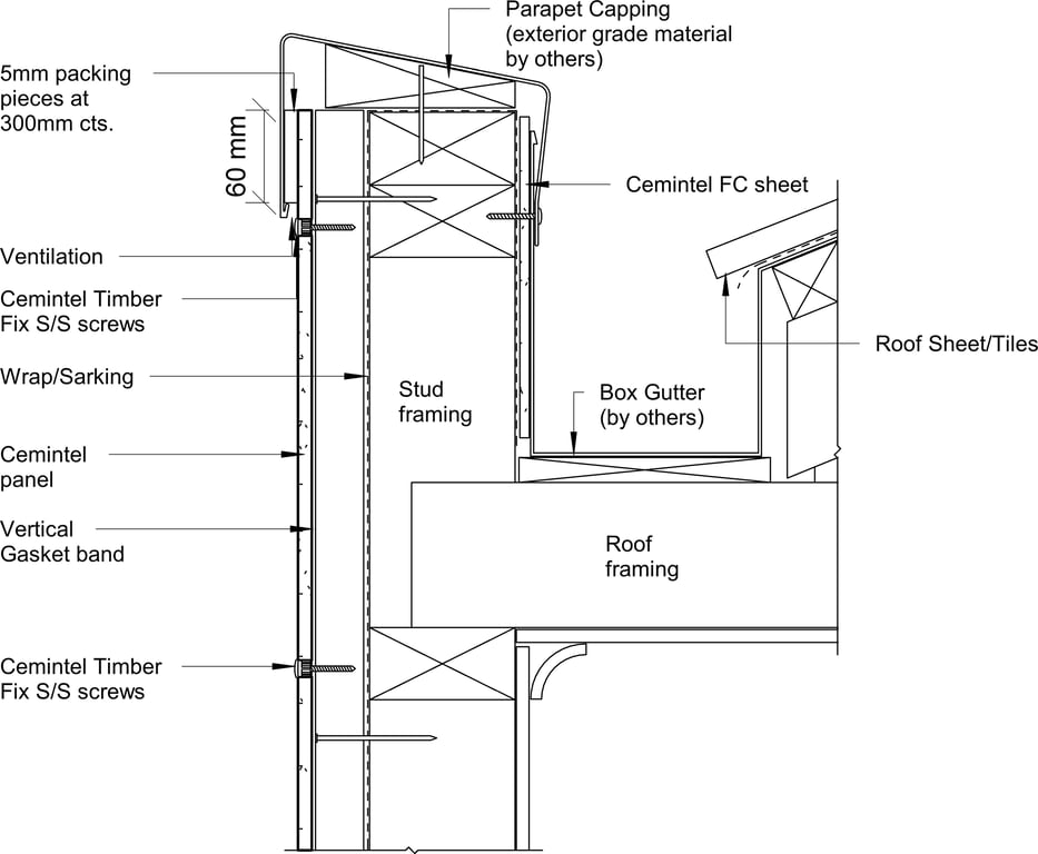 Navigate to Barestone Surround Timber Battens - Parapet Detail