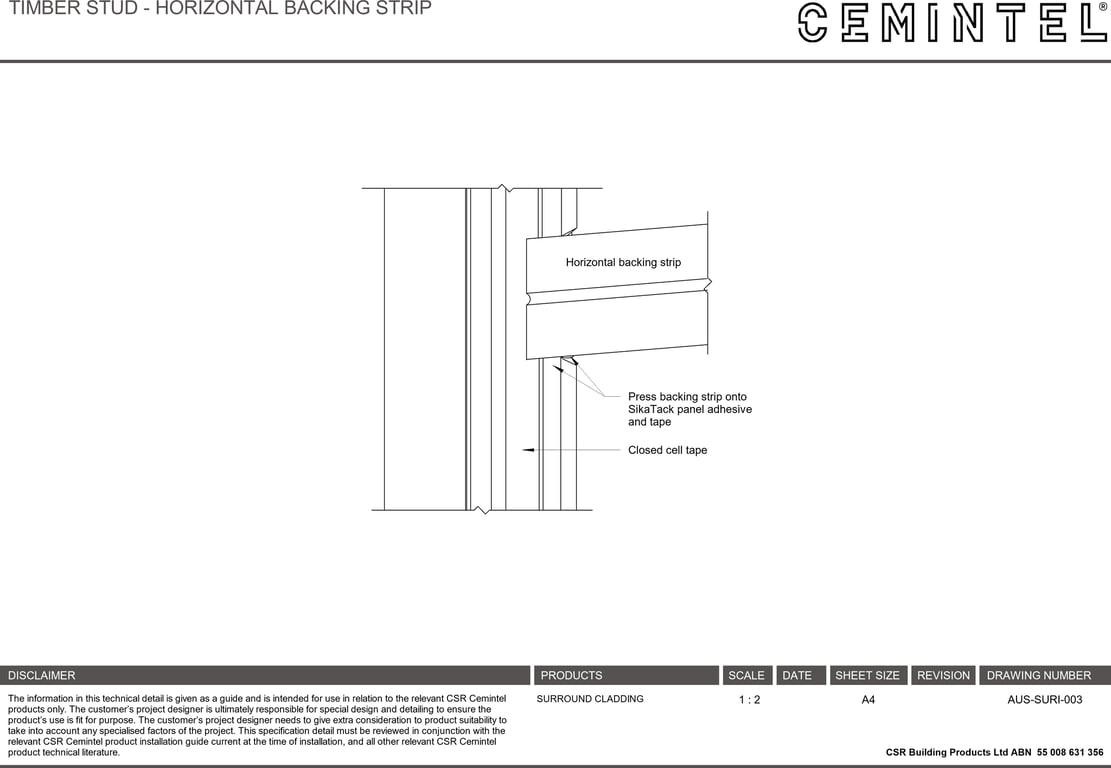  Image of AUS-SURI-003 - TIMBER STUD - HORIZONTAL BACKING STRIP