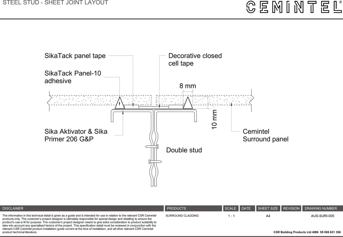 Navigate to AUS-SURI-005 - STEEL STUD - SHEET JOINT LAYOUT