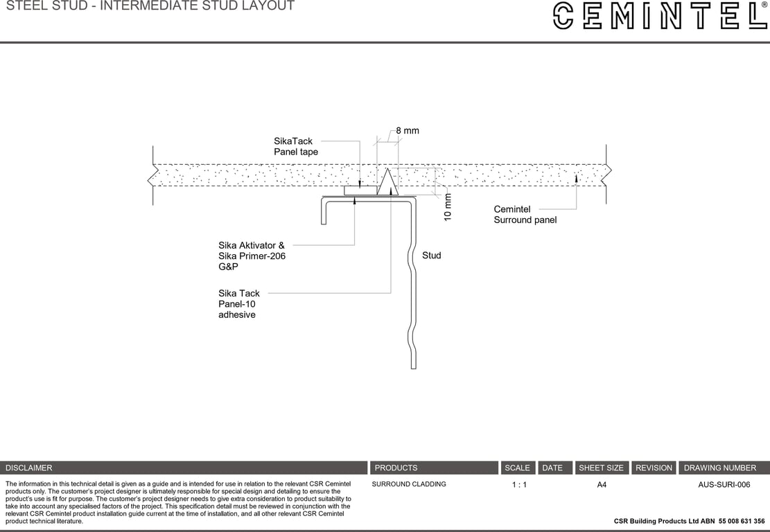 Navigate to AUS-SURI-006 - STEEL STUD - INTERMEDIATE STUD LAYOUT