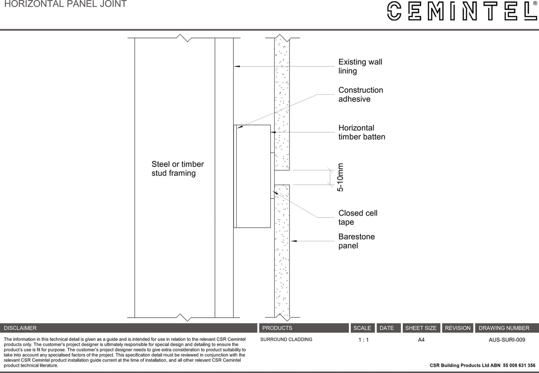 Navigate to AUS-SURI-009 - HORIZONTAL PANEL JOINT