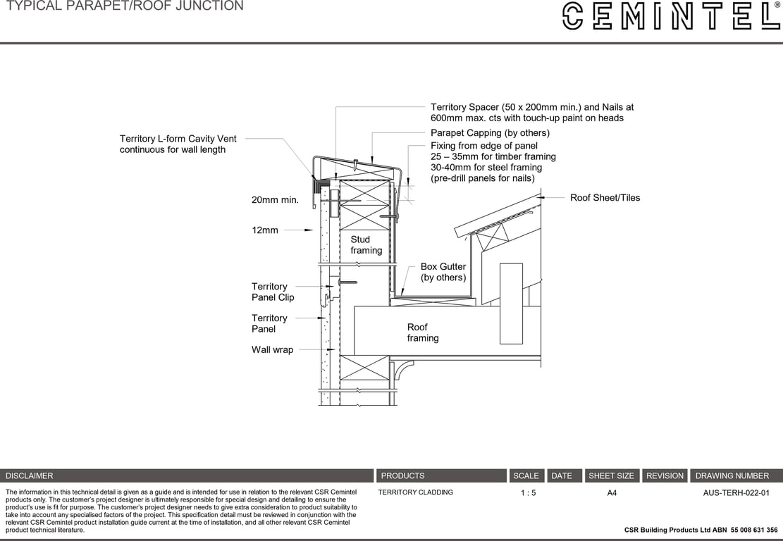 Navigate to AUS-TERH-022-01 - TYPICAL PARAPET-ROOF JUNCTION