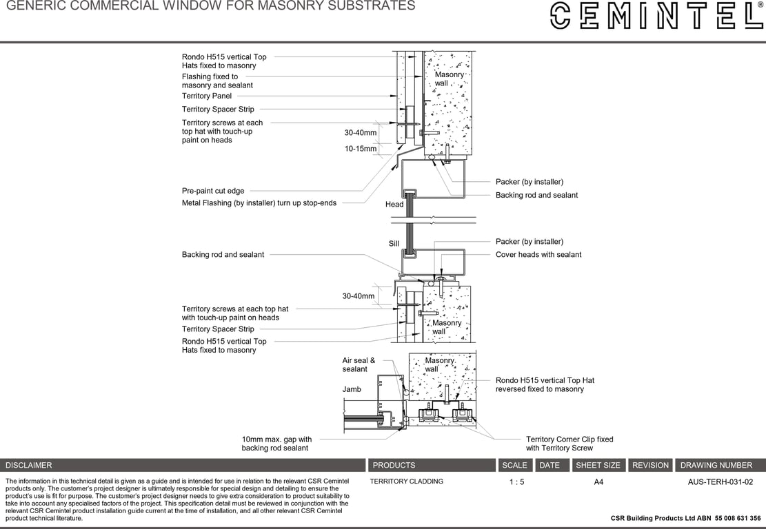 Navigate to AUS-TERH-031-02 - GENERIC COMMERCIAL WINDOW FOR MASONRY SUBSTRATES