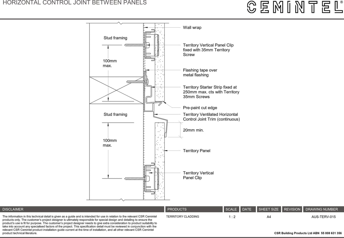  Image of AUS-TERV-015 - HORIZONTAL CONTROL JOINT BETWEEN PANELS