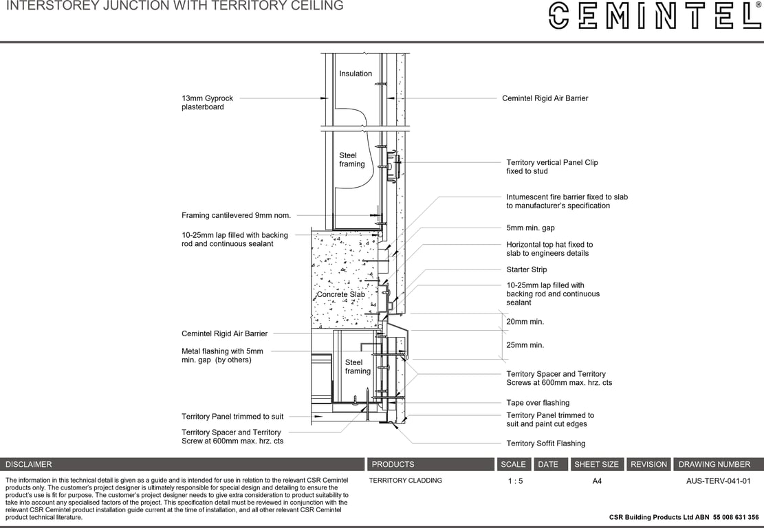 Navigate to AUS-TERV-041-01 - INTERSTOREY JUNCTION WITH TERRITORY CEILING