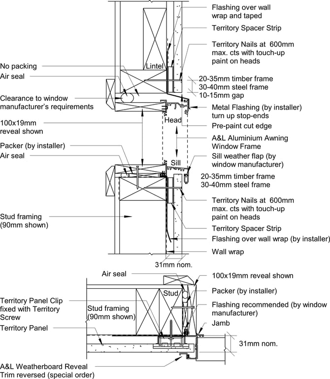Navigate to Territory Horizontal - A&L Aluminium Awning Window with Weatherboard Trim