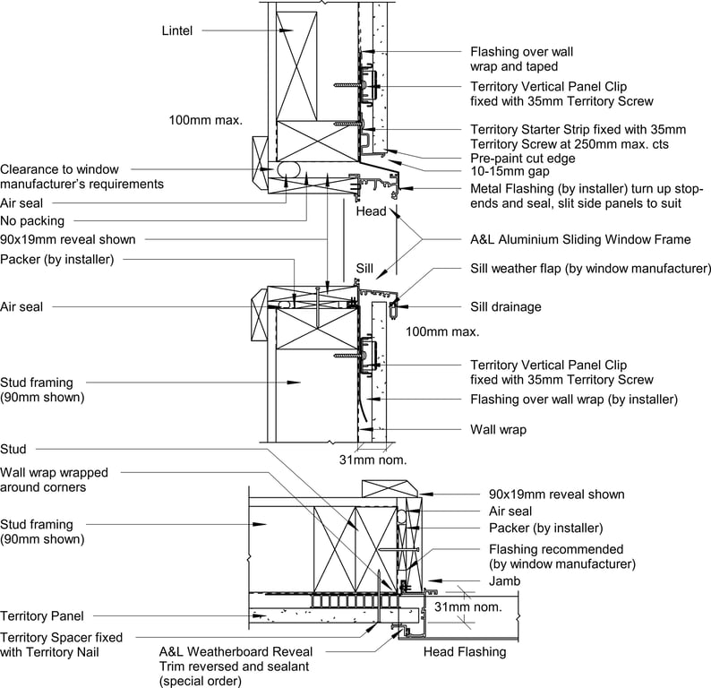 Navigate to Territory Vertical - A&L Aluminium Siding Window with Weatherboard Trim