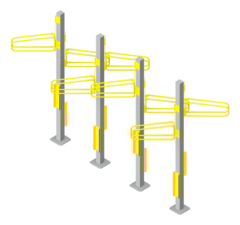 Rack Bicycle Cora PostMounted Vertical Angled Dual