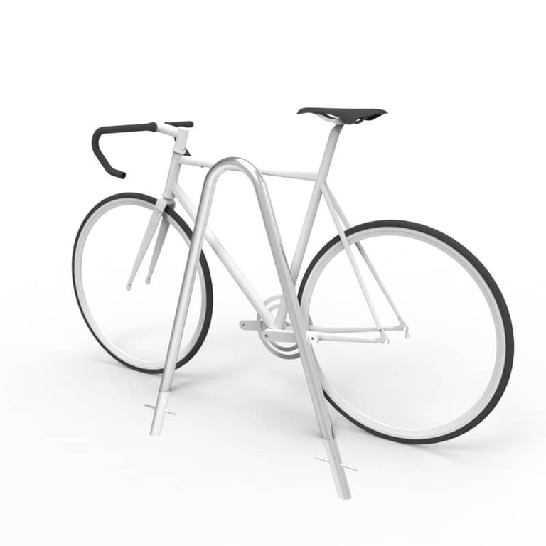 cbr5f-stainless-steel-bike-rail-with-bike-perspective Image of Rail Bicycle Cora Triangle