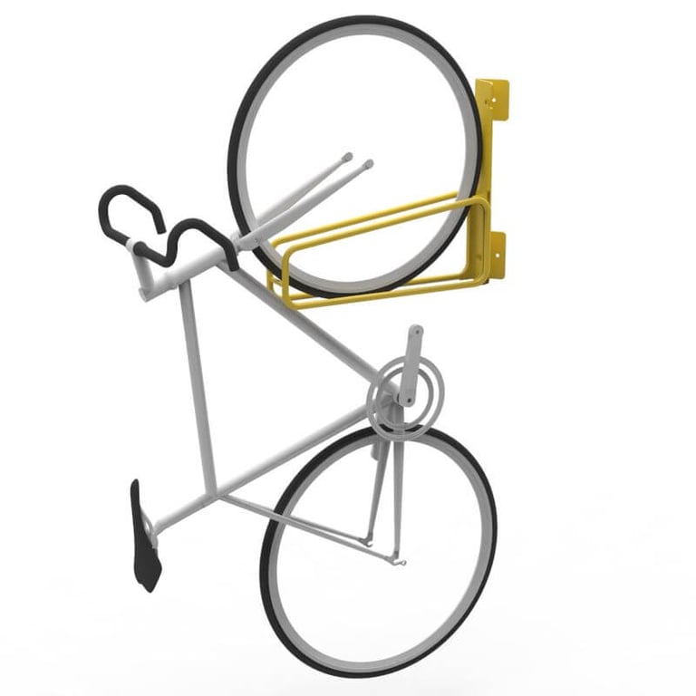 e3vr-45l-angled-vertical-bike-rack-with-bike-perspective Image of Rack Bicycle Cora WallMounted Vertical Angled