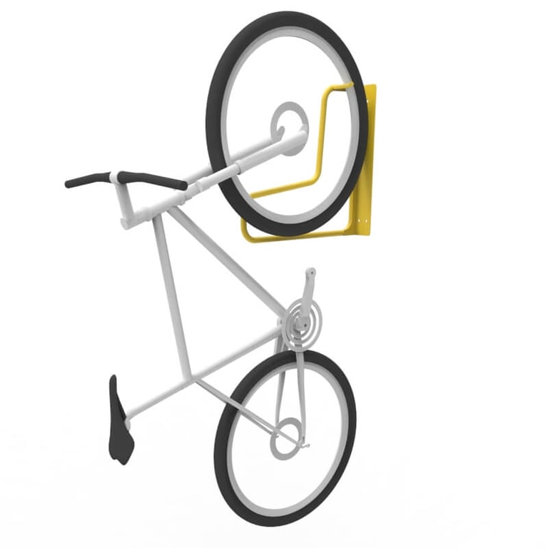 e3vr-f-vertical-bike-rack-with bike-perspective Image of Rack Bicycle Cora WallMounted Vertical Fenders
