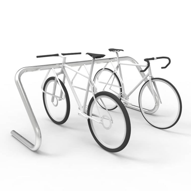 expo-2000-stainless-bike-rack-6-10-capacity-bikes-perspective Image of Rack Bicycle Cora Expo 10Bay DoubleSpaced