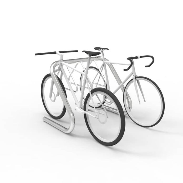 expo-3606-stainless-bike-rack-4-6-capacity-bikes-perspective Image of Rack Bicycle Cora Expo 6Bay