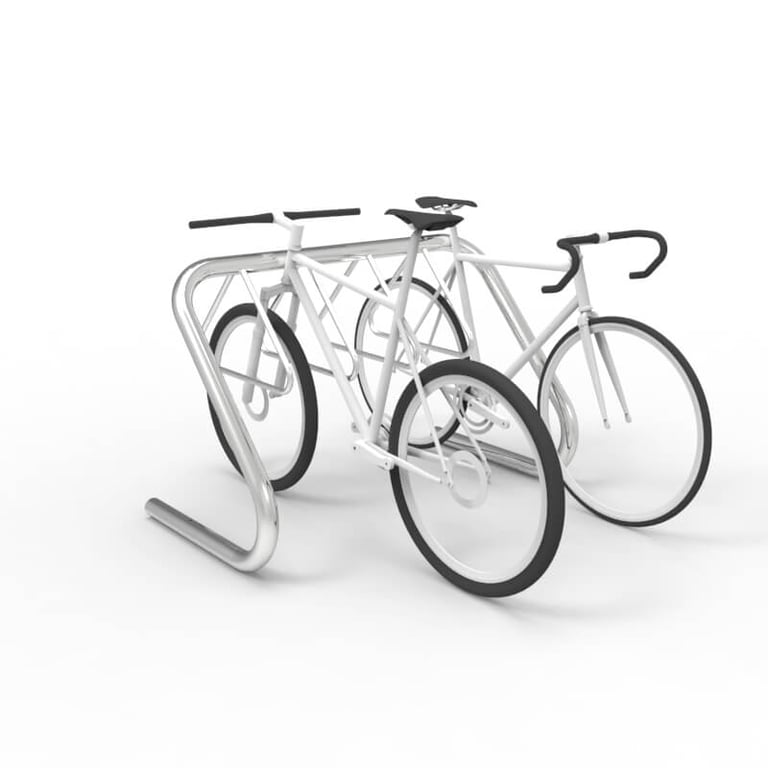 expo-4506-stainless-bike-rack-5-7-capacity-bikes-perspective Image of Rack Bicycle Cora Expo 7Bay