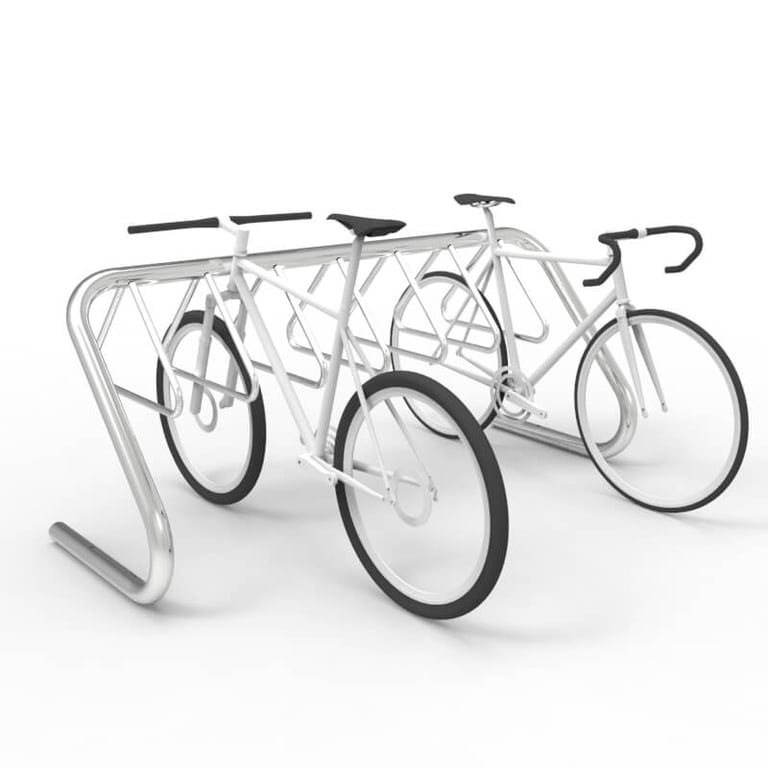 expo-7510-stainless-bike-rack-7-10-capacity-bikes-perspective Image of Rack Bicycle Cora Expo 10Bay