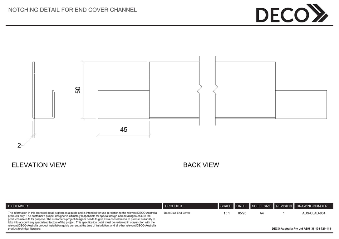 Navigate to AUS-CLAD-004 - NOTCHING DETAIL FOR END COVER CHANNEL