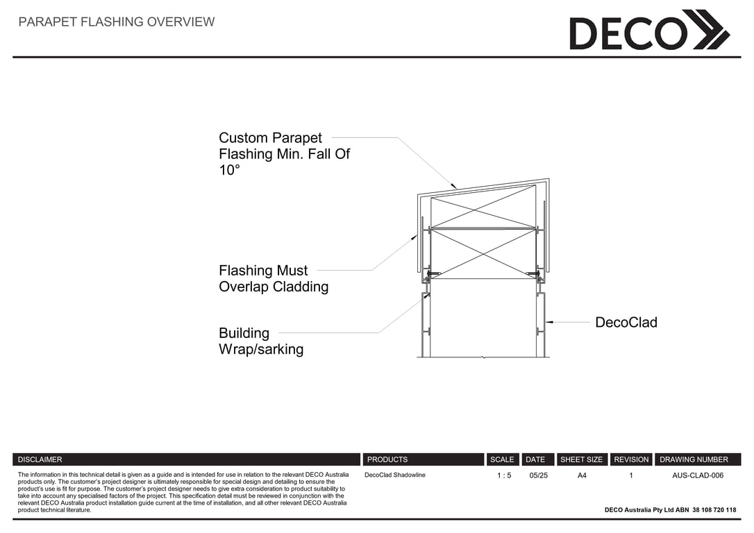Navigate to AUS-CLAD-006 - PARAPET FLASHING OVERVIEW