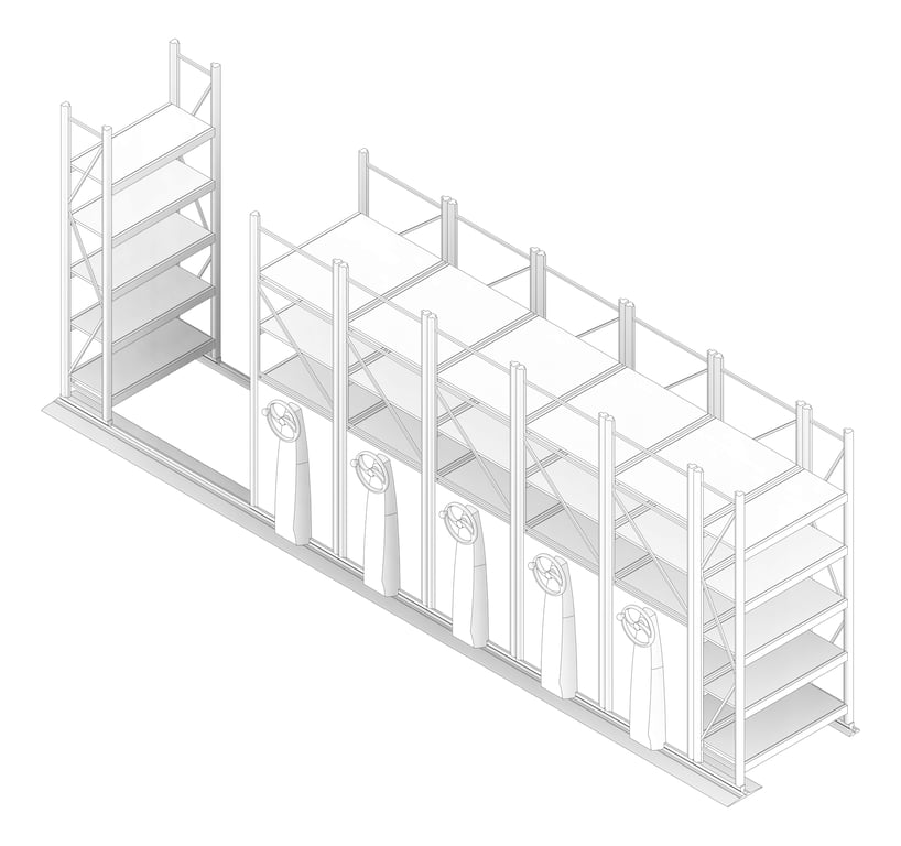 3D Documentation Image of Shelving Track Dexion MekDrive3 Compactus Longspan2