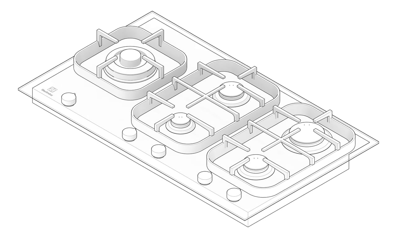 3D Documentation Image of Cooktop Gas Electrolux 900