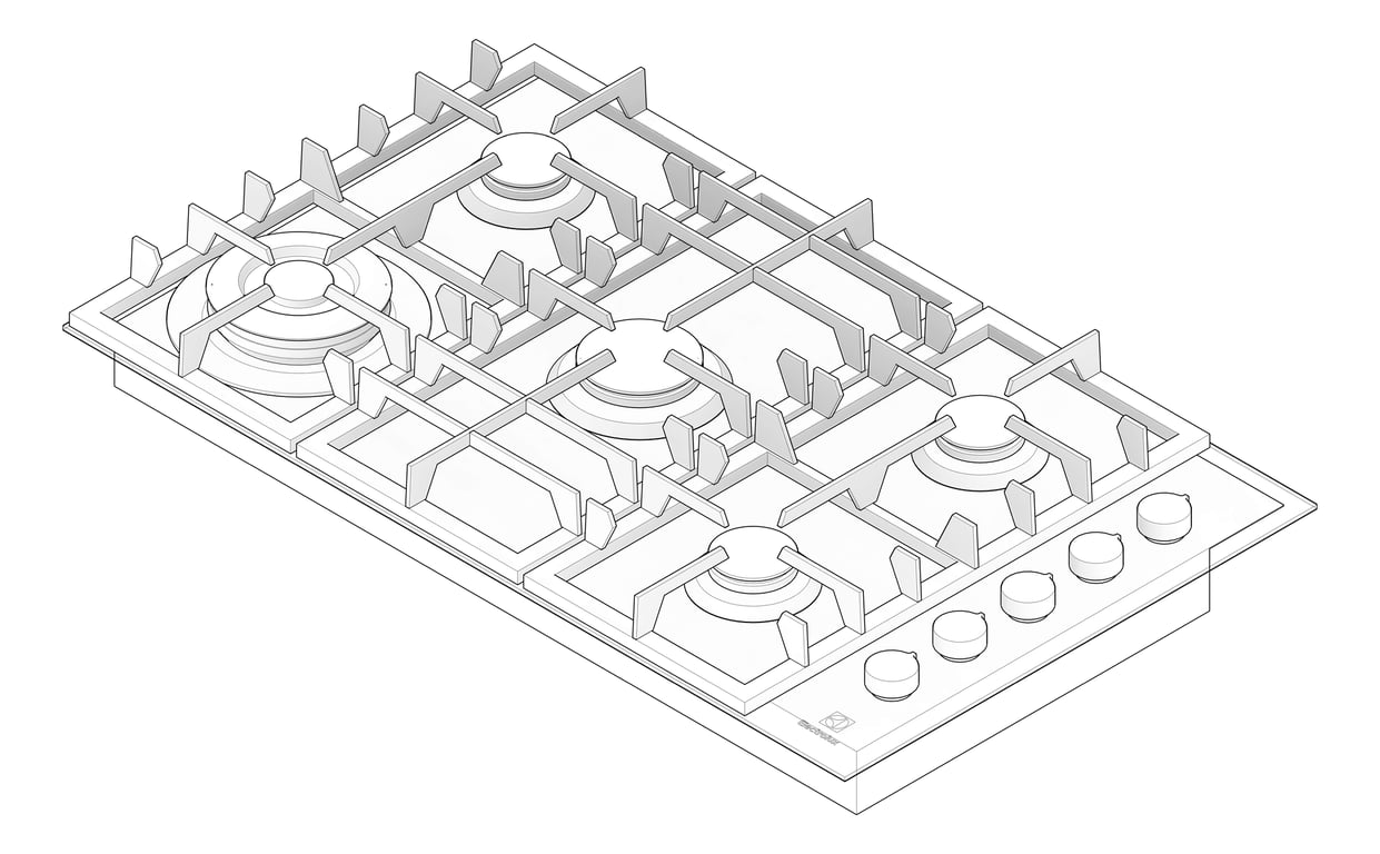 3D Documentation Image of Cooktop Gas Electrolux 900 SideControl