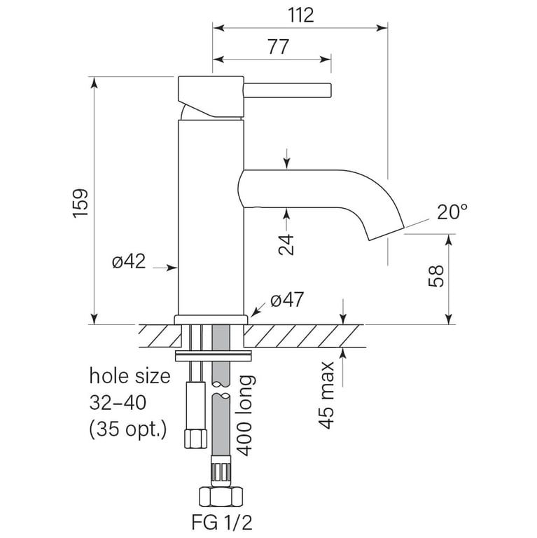 FaucetStrommen PegasiMBasinMixer Dimensions Image of Mixer Basin FaucetStrommen PegasiM