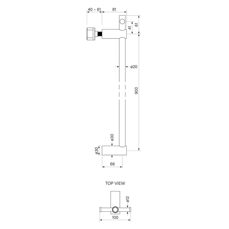 FaucetStrommen PegasiNfVerticalHeatedTowelRailWTbar Dimensions Image of TowelRail Vertical FaucetStrommen PegasiNF Heated Tbar