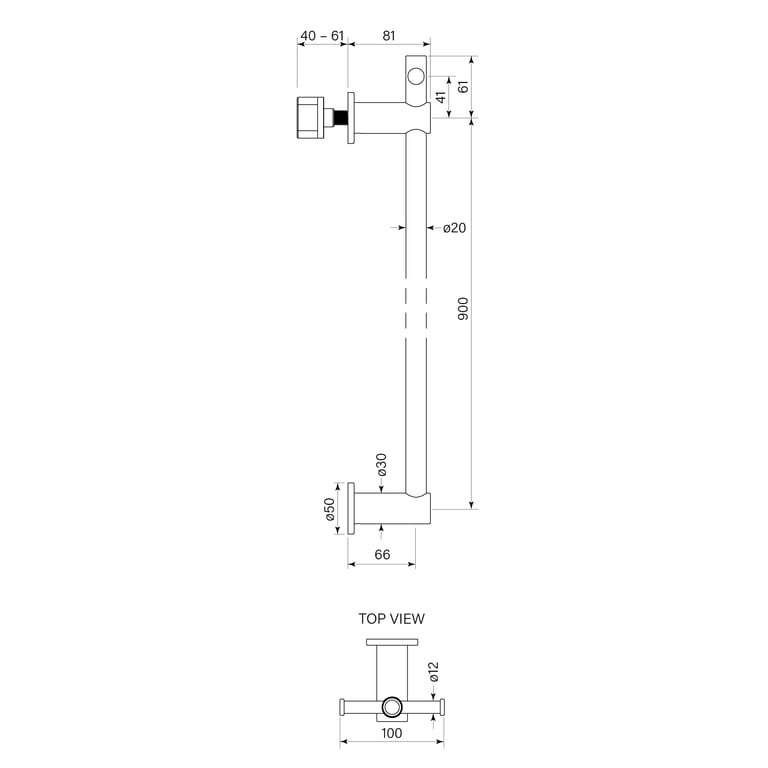 FaucetStrommen PegasiVerticalHeatedTowelRailWTbar Dimensions Image of TowelRail Vertical FaucetStrommen Pegasi Heated Tbar
