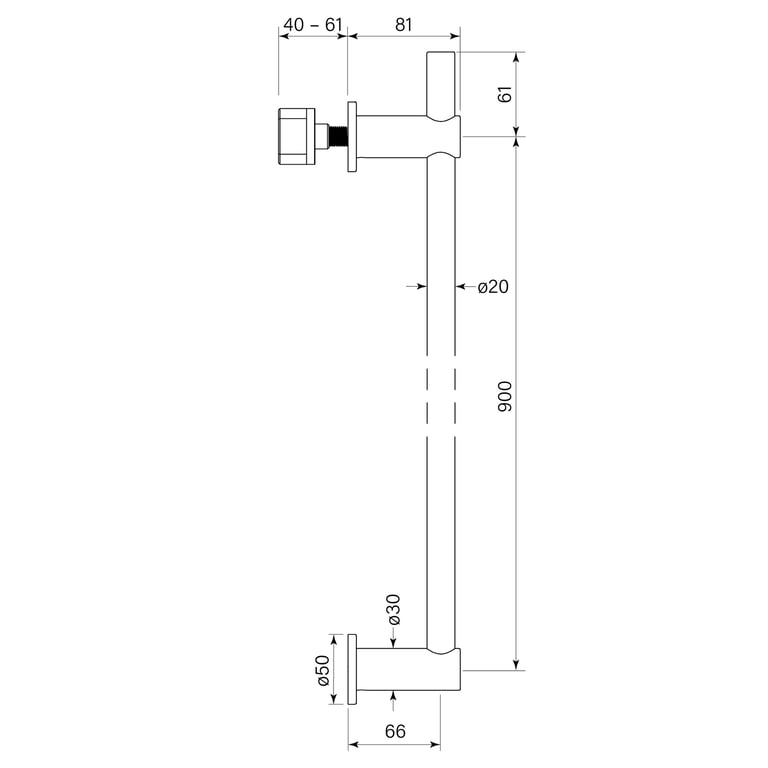 FaucetStrommen PegasiVerticalHeatedTowelRail Dimensions Image of TowelRail Vertical FaucetStrommen Pegasi Heated