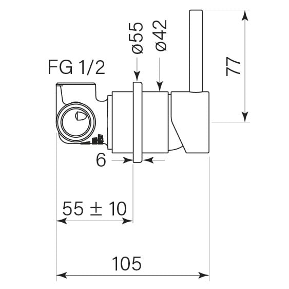 FaucetStrommen PegasiWallMixer55 Dimensions Image of MixerTap Wall FaucetStrommen Pegasi 55mmCoverPlate