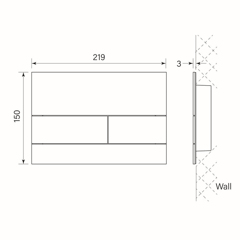 FaucetStrommen ToiletFlushPlateTSeries Dimensions Image of FlushPlate Wall FaucetStrommen TECE Square