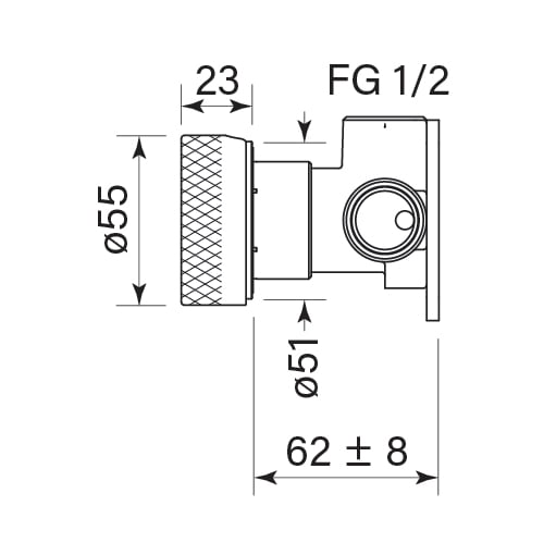 FaucetStrommen ZeroProgresivKnurlWallMixer Dimensions Image of MixerTap Wall FaucetStrommen ZeroProgresiv Knurl