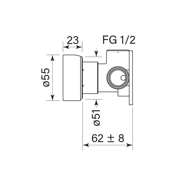 FaucetStrommen ZeroProgresivSmoothWallMixer Dimensions Image of MixerTap Wall FaucetStrommen ZeroProgresiv Smooth