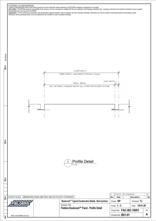  Image of B01-01 - Fielders Boulevard™ Panel - Profile Detail