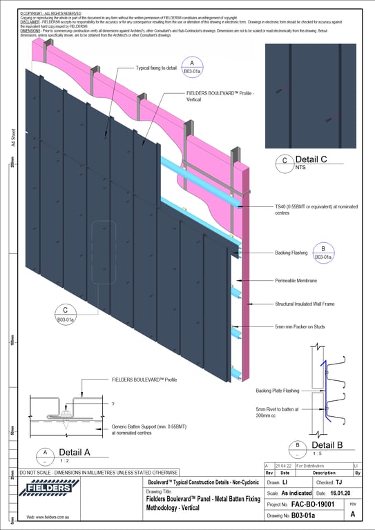 Navigate to B03-01a - Fielders Boulevard™ Panel - Metal Batten Fixing Methodology - Vertical