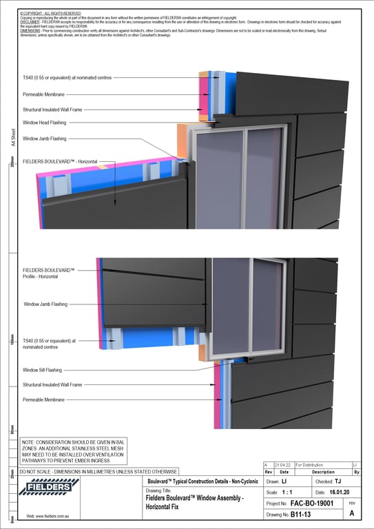 B11-13 - Fielders Boulevard™ Window Assembly - Horizontal Fix