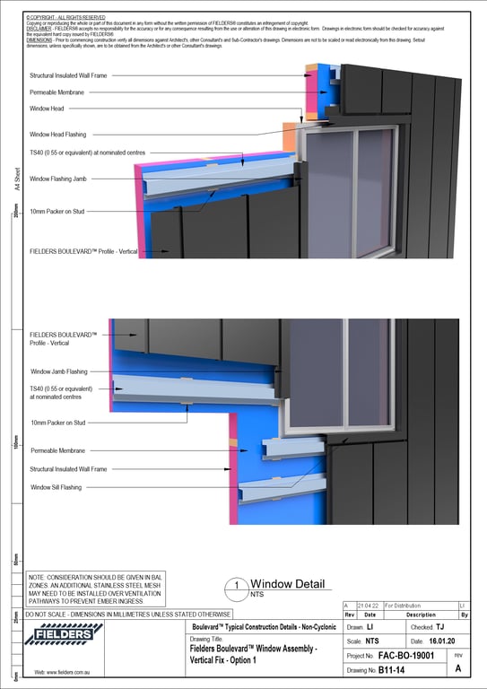 Navigate to B11-14 - Fielders Boulevard™ Window Assembly - Vertical Fix - Option 1