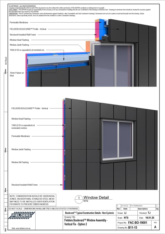 Navigate to B11-15 - Fielders Boulevard™ Window Assembly - Vertical Fix - Option 2