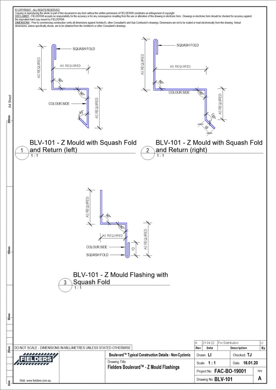 Image of BLV-101 - Fielders Boulevard™ - Z Mould Flashings