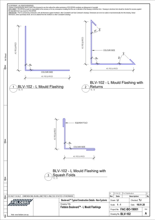 Navigate to BLV-102 - Fielders Boulevard™ - L Mould Flashings