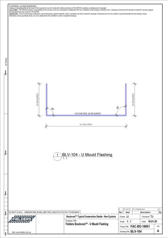 Navigate to BLV-104 - Fielders Boulevard™ - U Mould Flashing