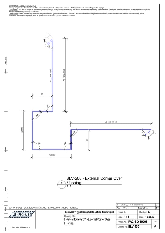 Navigate to BLV-200 - Fielders Boulevard™ - External Corner Over Flashing