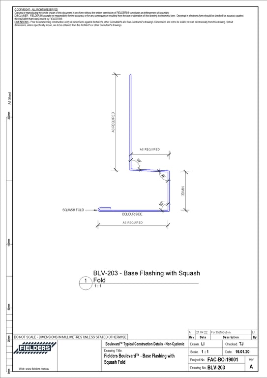 Navigate to BLV-203 - Fielders Boulevard™ - Base Flashing with Squash Fold