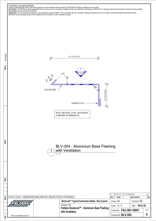 Navigate to BLV-204 - Fielders Boulevard™ - Aluminium Base Flashing with Ventilation